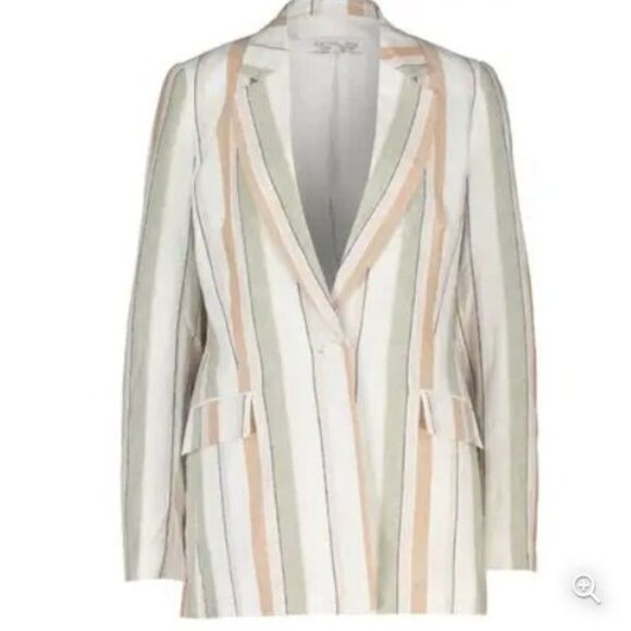 RACHEL Rachel Roy Jackets & Blazers - Rachel Zoe Pastel Striped Linen Oversized Padded Shoulder Blazer Jacket Size M